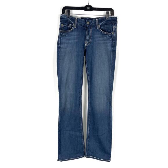 7 for All Mankind Kimmie Jeans Blue Low Waist Zip Fly Bootcut Leg Sz 28 - Picture 3 of 9